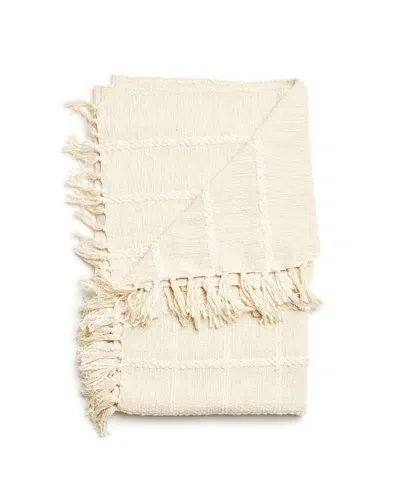 Studio Variously Sea Shell Textured Checks Handloom Throw In White