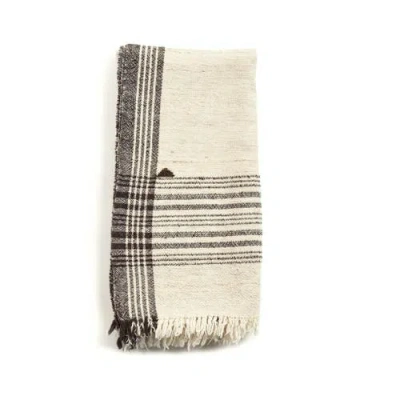 Studio Variously Seytu White Striped Gently Textured Handloom Throw In Multi