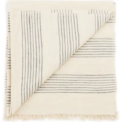 Studio Variously Silica Chalk Off White And Gray Stripes Pattern Soft Handwoven Merino Throw