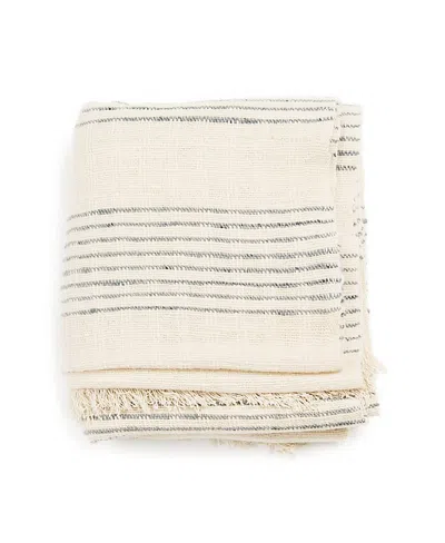 Studio Variously Silica Chalk Stripes Pattern Soft Handwoven Merino Throw In White
