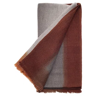 Pre-owned Studio Variously Simply Taupe Merino Modern Artisanal Throw Handwoven In Earthy Warm Ombre Hues In Brown