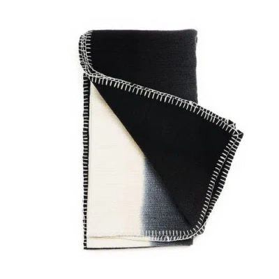Studio Variously Siro Brown And White Ombre Textured Throw In Hand Spun Merino And Hand Stitched Hem In Black