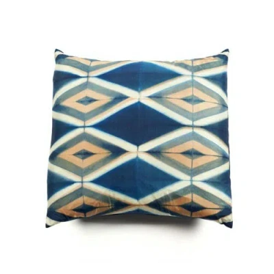 Studio Variously Tisa Black Handcrafted Shibori Print Mulberry Silk Pillow In Blue