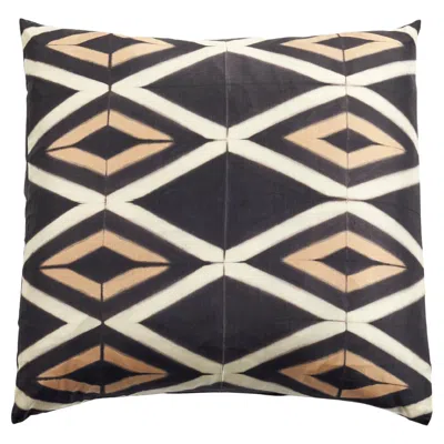 Pre-owned Studio Variously Tisa Black Handcrafted Shibori Print Mulberry Silk Pillow Cover In Purple