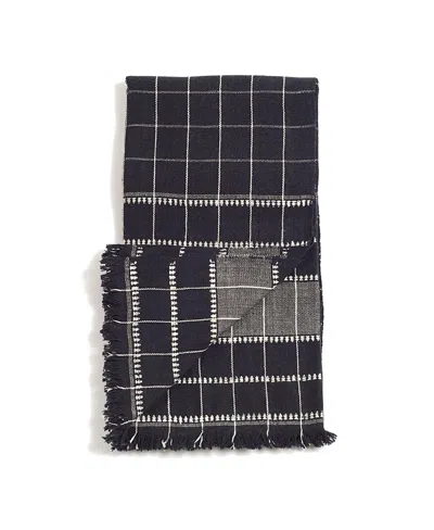 Studio Variously Treacle Checks Pattern Hand Spun Organic Cotton Handloom Throw In Black