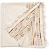Studio Variously Unah Coral Fully Hand Embroidered Handwoven Organic Cotton Throw In Brown