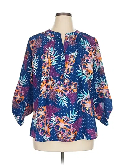 Pre-owned Studio Works 3/4 Sleeve Blouse In Blue