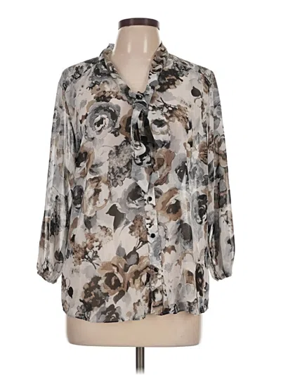Pre-owned Studio Works 3/4 Sleeve Blouse In Silver