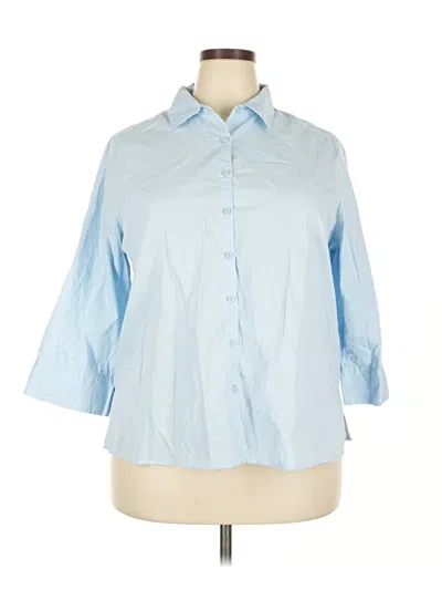 Pre-owned Studio Works 3/4 Sleeve Button Down Shirt In Blue