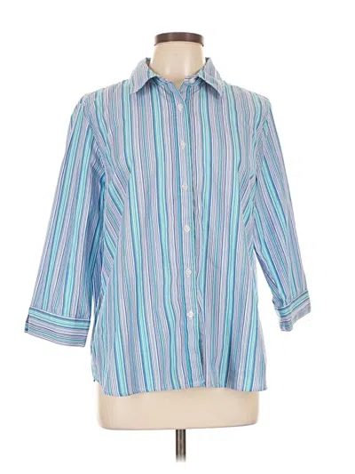 Pre-owned Studio Works 3/4 Sleeve Button Down Shirt In Blue