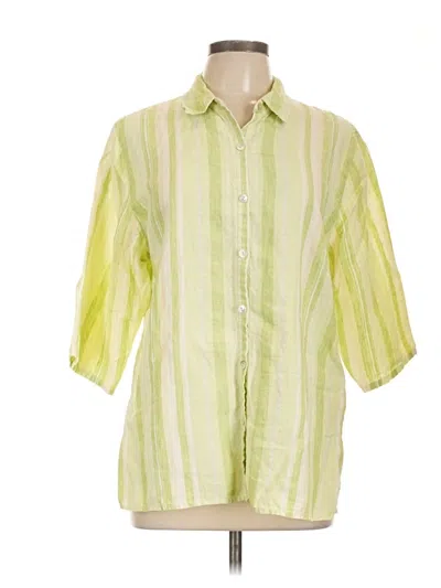Pre-owned Studio Works 3/4 Sleeve Button Down Shirt In Green