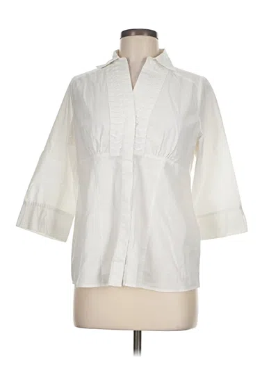 Pre-owned Studio Works 3/4 Sleeve Button Down Shirt In Ivory