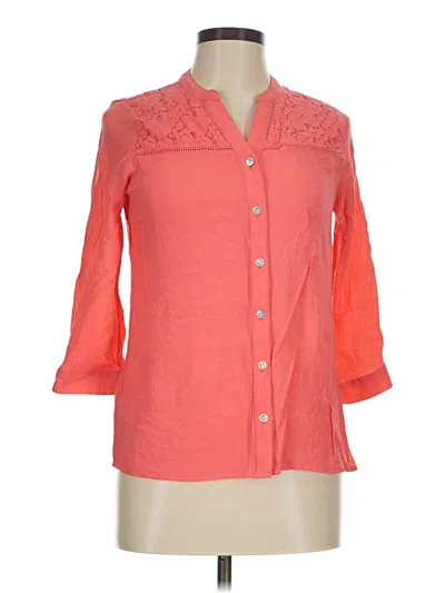 Pre-owned Studio Works 3/4 Sleeve Button Down Shirt In Orange