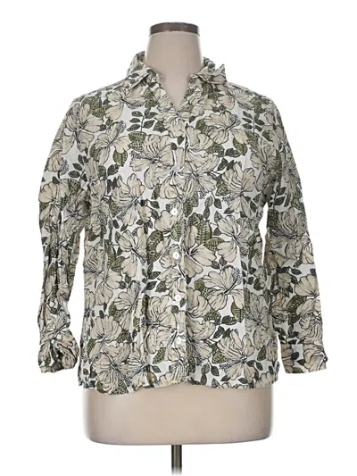 Pre-owned Studio Works 3/4 Sleeve Button Down Shirt In White