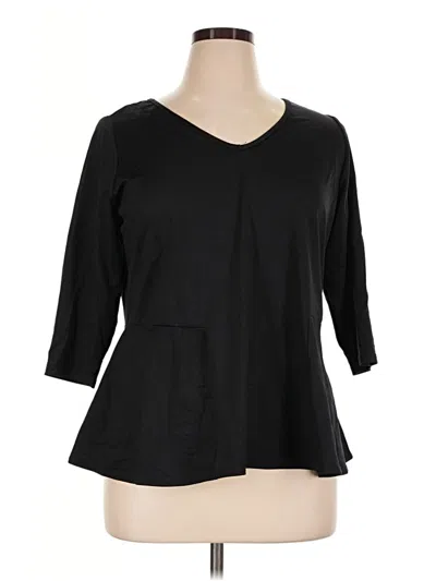 Pre-owned Studio Works 3/4 Sleeve Top Black V-neck Tops