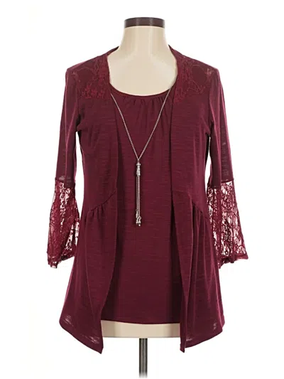 Pre-owned Studio Works 3/4 Sleeve Top Burgundy Scoop Neck Tops
