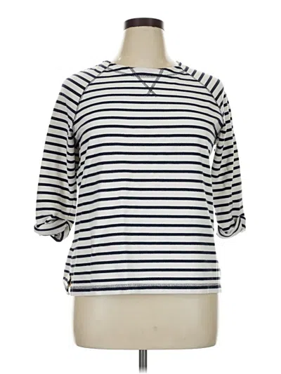 Pre-owned Studio Works 3/4 Sleeve Top White Boatneck Tops