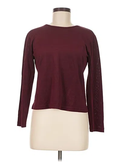 Pre-owned Studio Works Long Sleeve Top Burgundy Crew Neck Tops