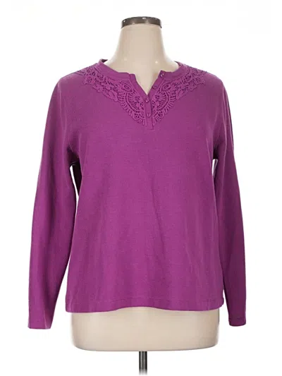 Pre-owned Studio Works Long Sleeve Top Purple V-neck Tops