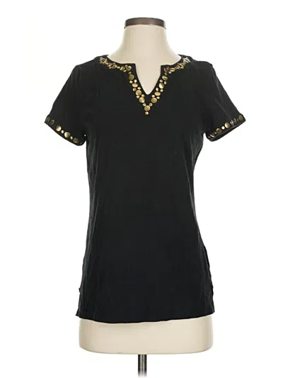 Pre-owned Studio Works Short Sleeve Top Black V Neck Tops