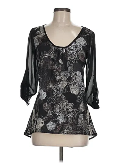 Pre-owned Studio Y 3/4 Sleeve Blouse In Black