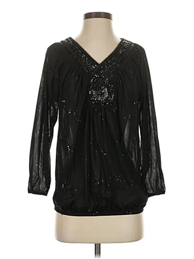 Pre-owned Studio Y 3/4 Sleeve Blouse In Black