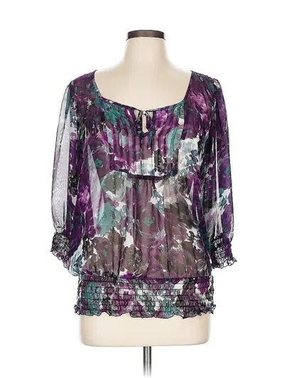 Pre-owned Studio Y 3/4 Sleeve Blouse In Purple