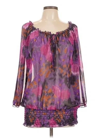 Pre-owned Studio Y 3/4 Sleeve Blouse In Purple