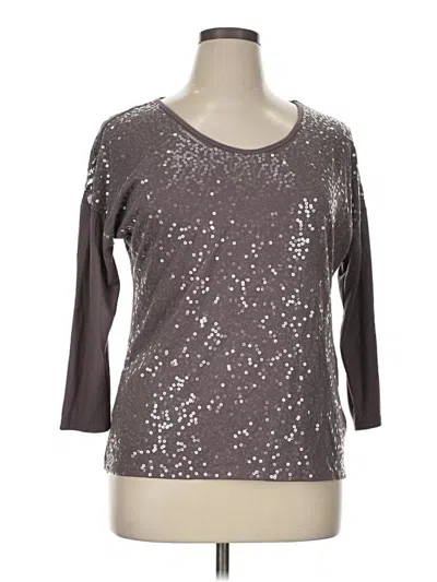 Pre-owned Studio Y 3/4 Sleeve Top Silver Scoop Neck Tops