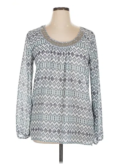 Pre-owned Studio Y Long Sleeve Blouse In Silver