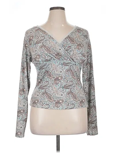 Pre-owned Studio Y Long Sleeve Top Gray V Neck Tops