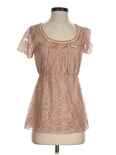 Pre-owned Studio Y Short Sleeve Blouse In Tan