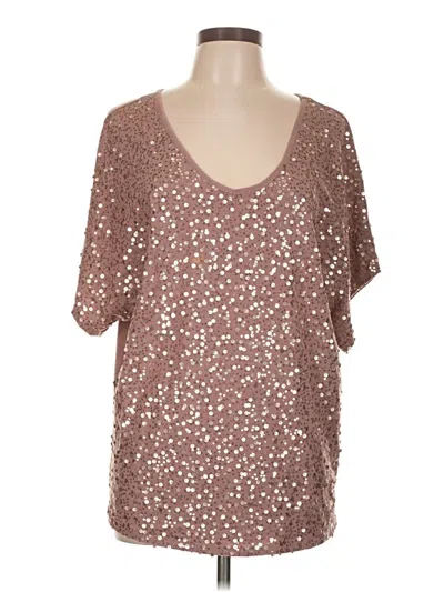 Pre-owned Studio Y Short Sleeve Top Brown Scoop Neck Tops