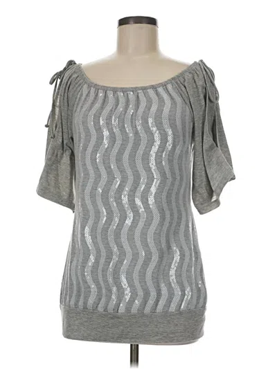 Pre-owned Studio Y Short Sleeve Top Gray Cold Shoulder Neckline Tops