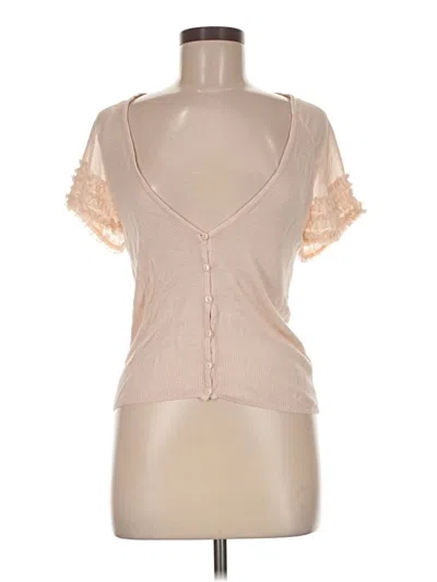 Pre-owned Studio Y Short Sleeve Top Tan Sweetheart Neckline Tops