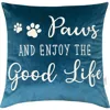 Studiochic Paws & Enjoy The Good Life Embroidered Accent Pillow In Blue