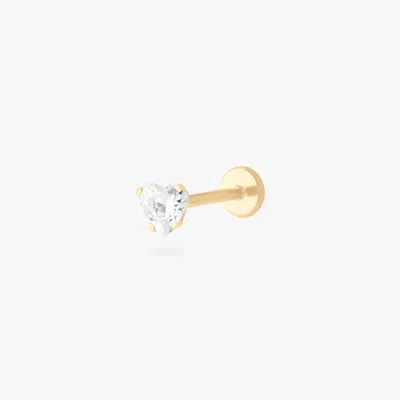 Studs 14k Cz Heart Flatback Stud In Gold/clear