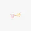 Studs 14k Cz Heart Flatback Stud In Gold/pink