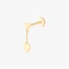 Studs 14k Double Heart Dangle Flatback