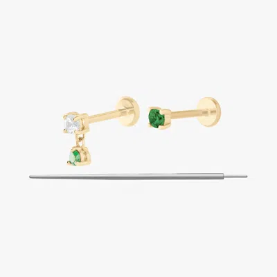Studs 14k Green Set In Gold