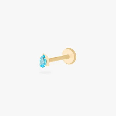 Studs 14k Pear Flatback In Blue