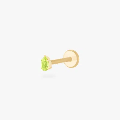Studs 14k Pear Flatback In Green