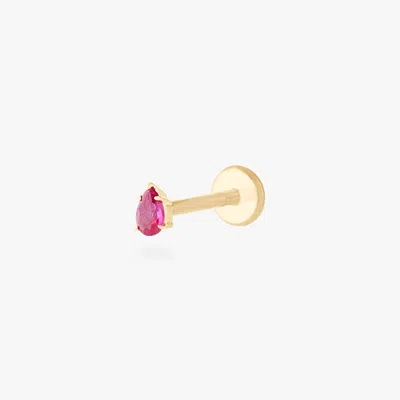 Studs 14k Pear Flatback In Red