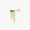 Studs Baguette Chain Flatback Stud In Gold/green