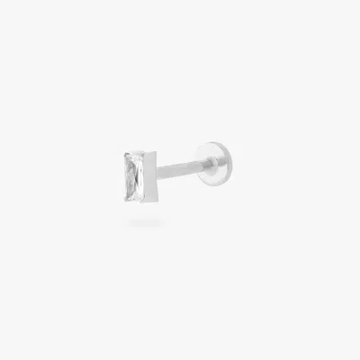 Studs Baguette Flatback Stud In Silver/clear