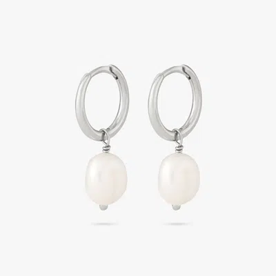 Studs Baroque Pearl Huggie In Silver