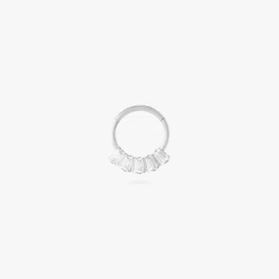 Studs Crown Baguette Clicker 8mm In Silver