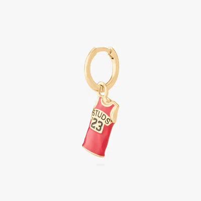 Studs Enamel Jersey Charm Huggie In Gold