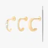 Studs Flatback Huggie Stack Set In Gold/clear