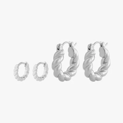 Studs French Twist Set In Silver